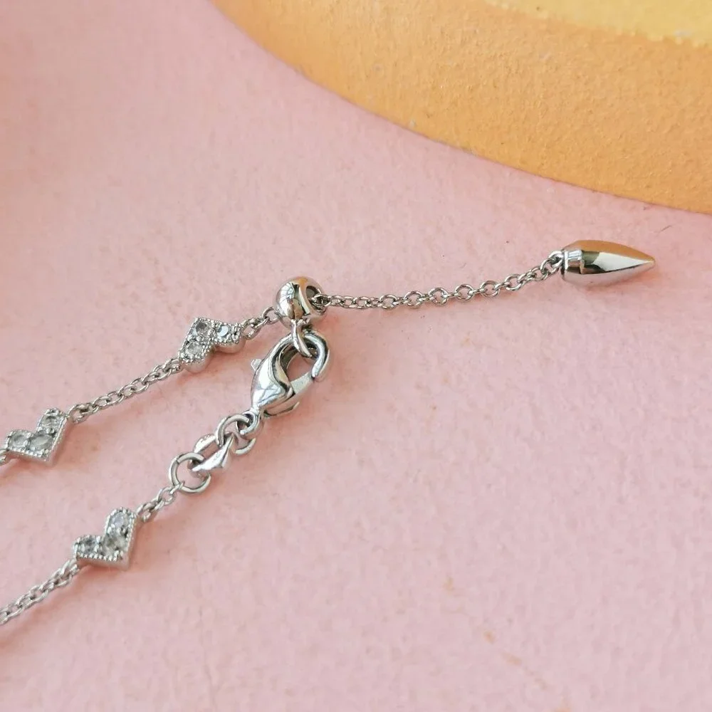 Kendra Scott - Haven Heart White Crystal Silver Chain Bracelet - NEW - Picture 3 of 3